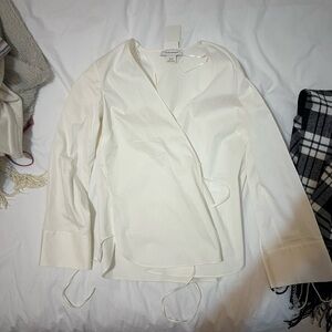 Club Monaco Cream Wrap Blouse